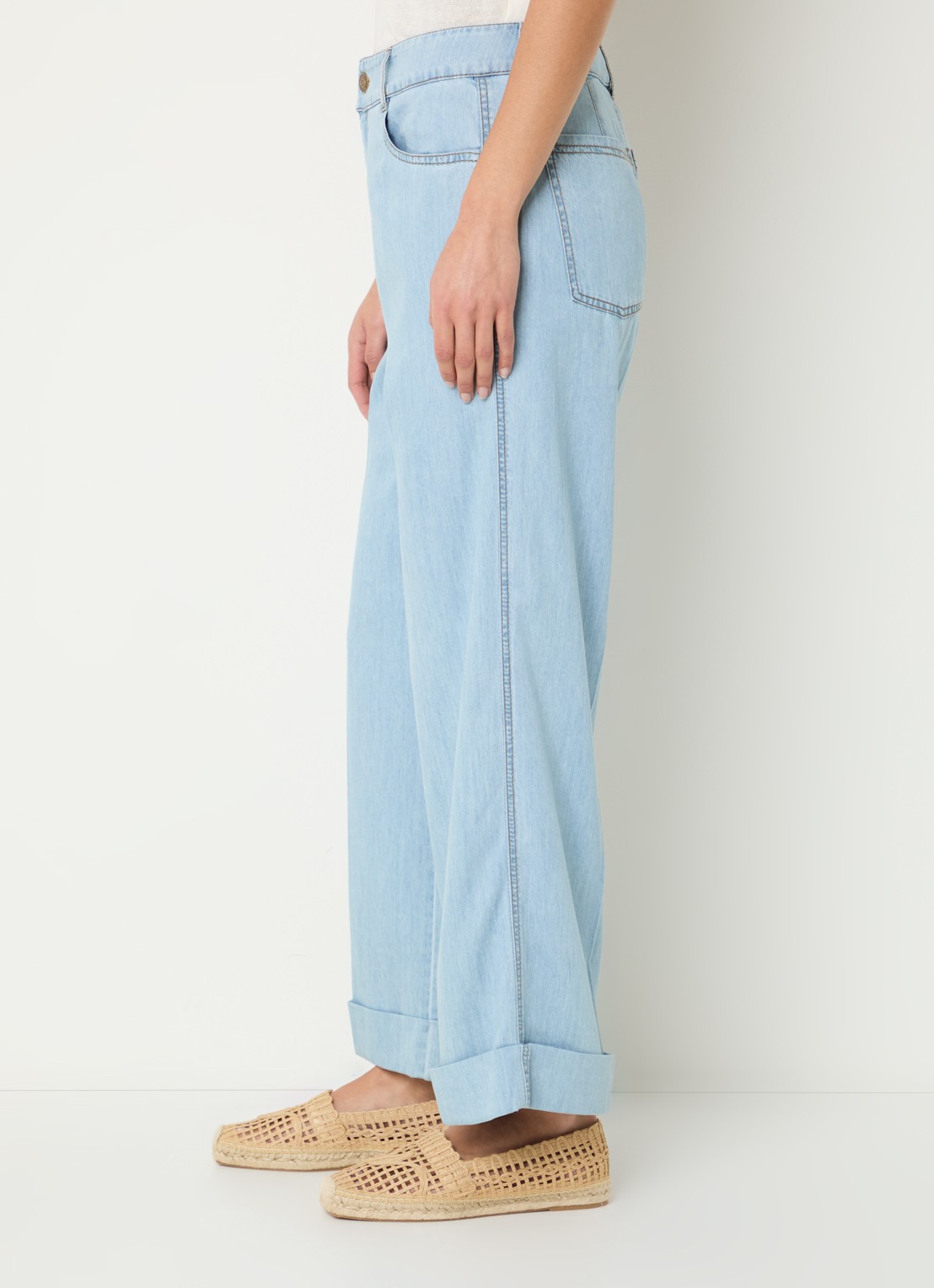Pennyblack High waist straight leg jeans in linnenblend met lichte wassing - detail 3 indigo