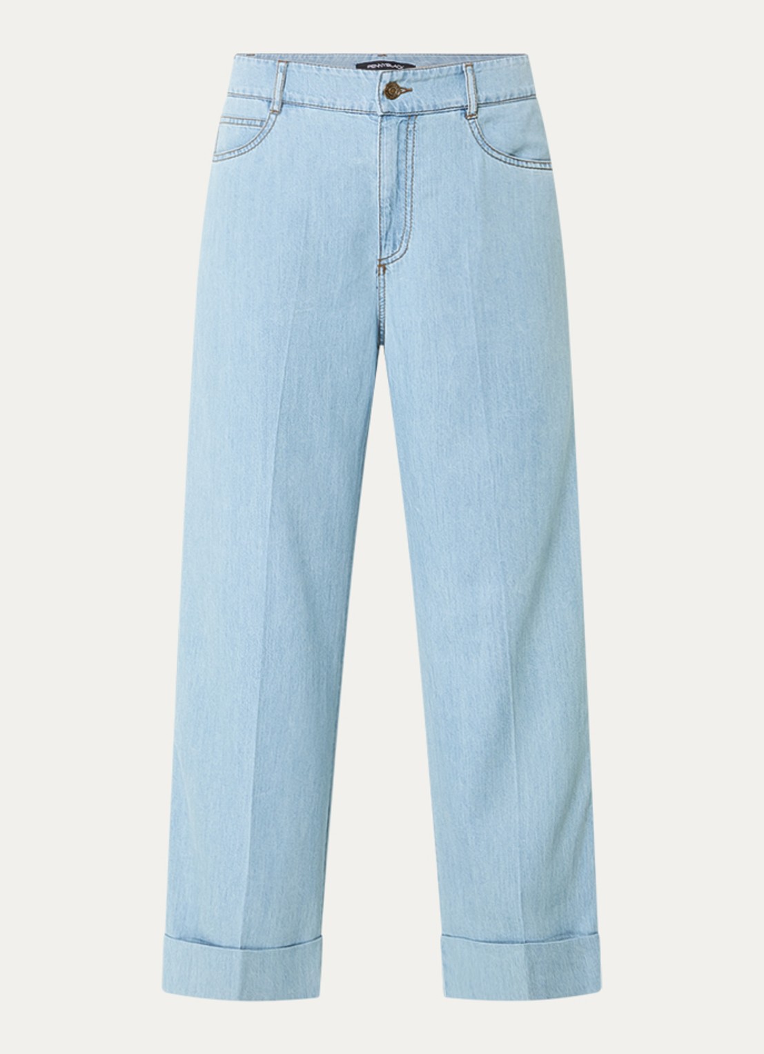 Pennyblack High waist straight leg jeans in linnenblend met lichte wassing - voorkant 4 indigo