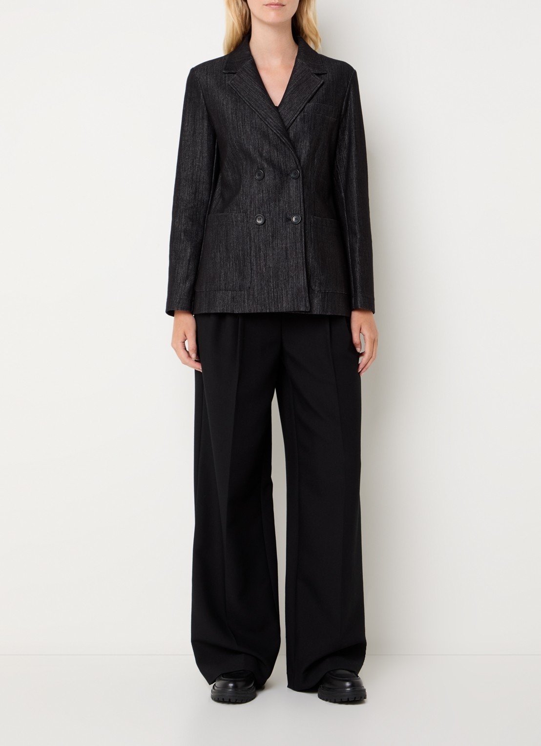 Pennyblack Iliade double-breasted blazer met opgestikte zakken - voorkant 2 zwart