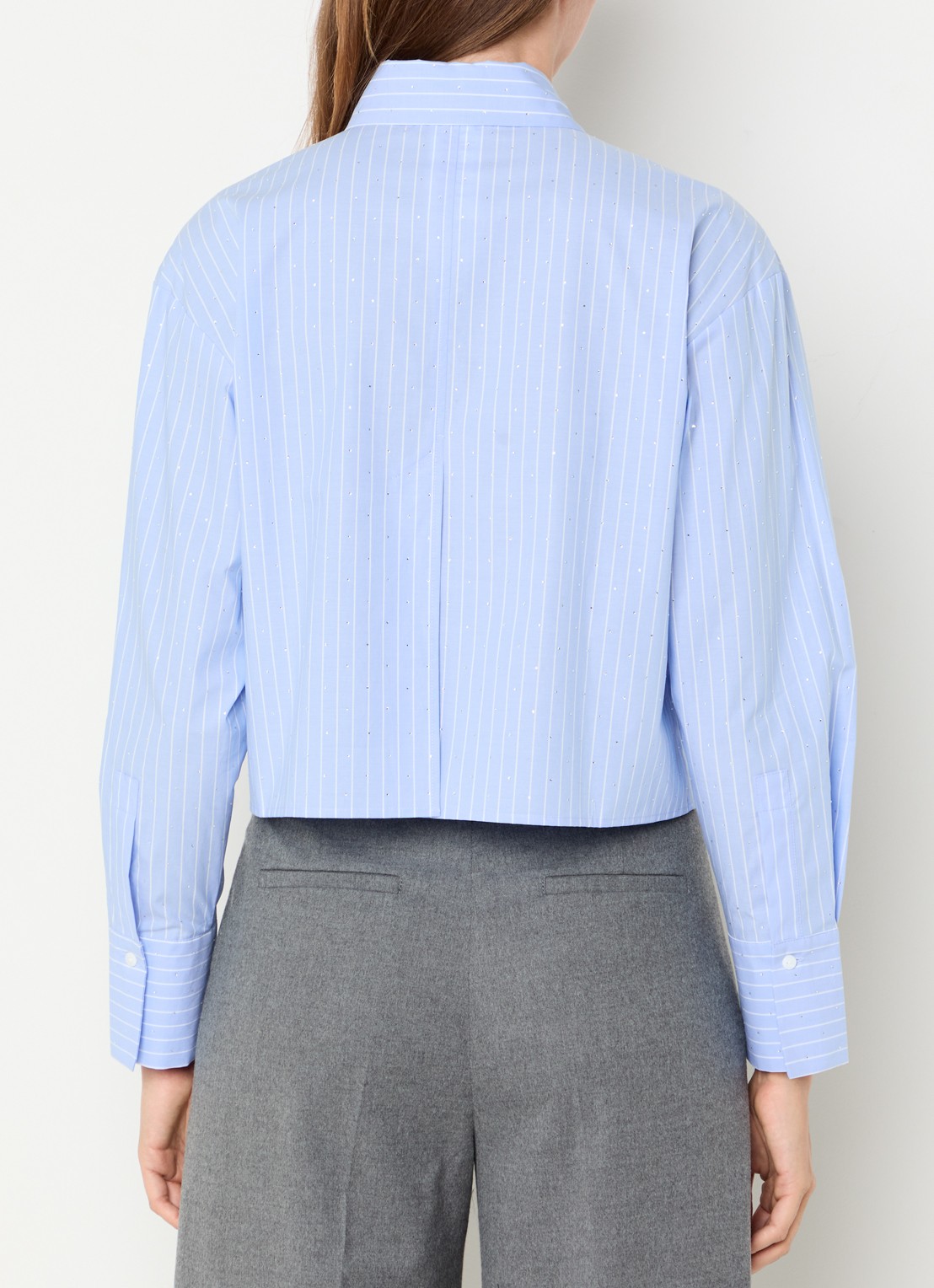 Pennyblack Kirie blouse met streepprint en strass - achterkant donkerblauw