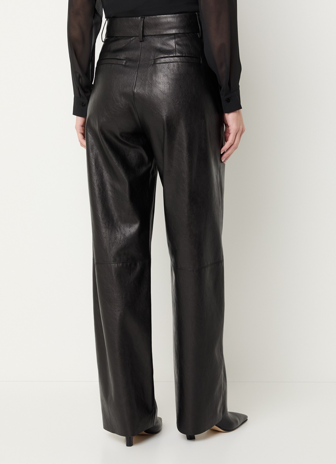 Pennyblack Lord high waist wide fit pantalon van imitatieleer - achterkant 4 zwart