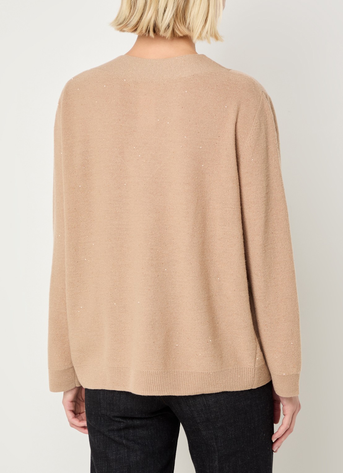 Pennyblack Macchia fijngebreide pullover in wolblend met pailletten  - achterkant 2 camel
