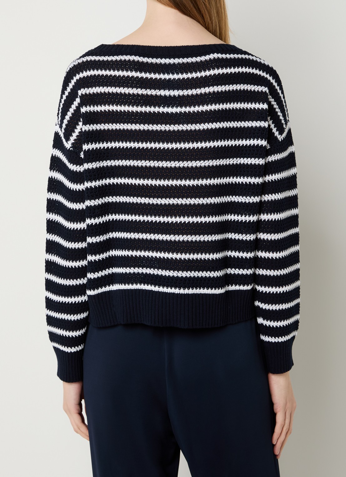 Pennyblack Maglia grofgebreide trui met streepprint - achterkant donkerblauw