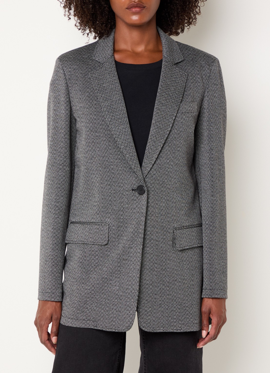 Pennyblack Mania gemêleerde blazer met schoudervulling - detail 3 grijsmele