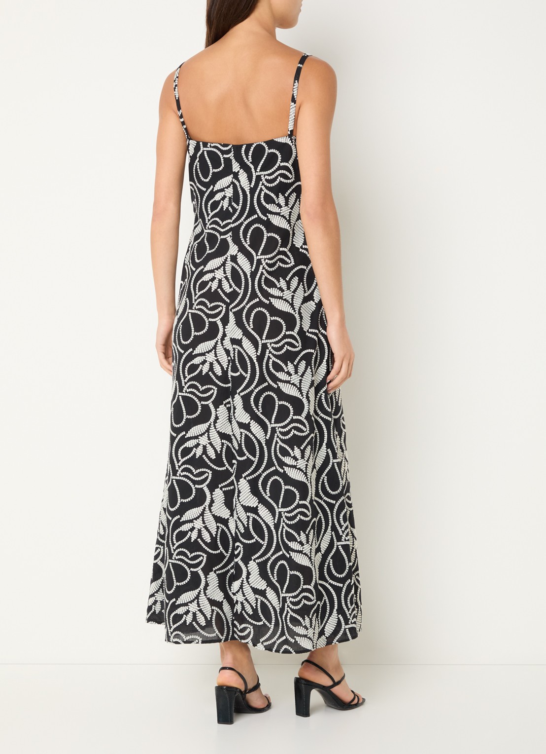 Pennyblack Maxi jurk met V-hals en borduring - achterkant 4 zwart