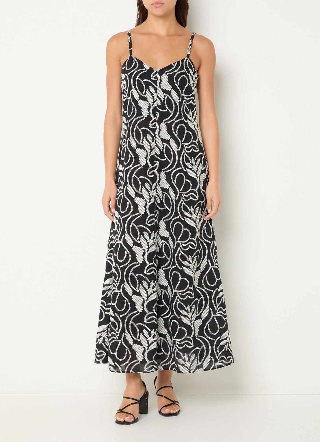 Pennyblack Maxi jurk met V-hals en borduring - detail 3 zwart