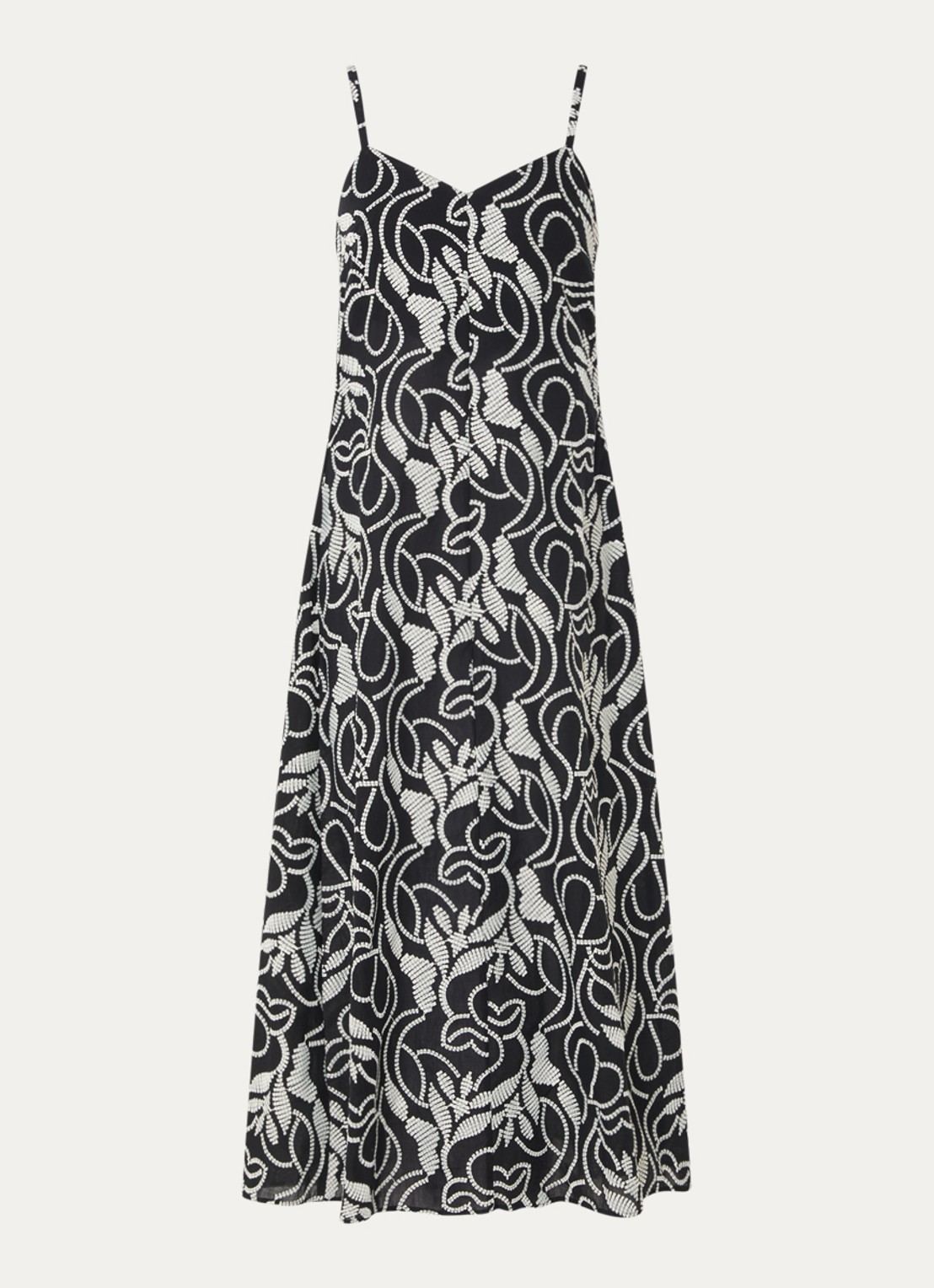 Pennyblack Maxi jurk met V-hals en borduring - voorkant zwart