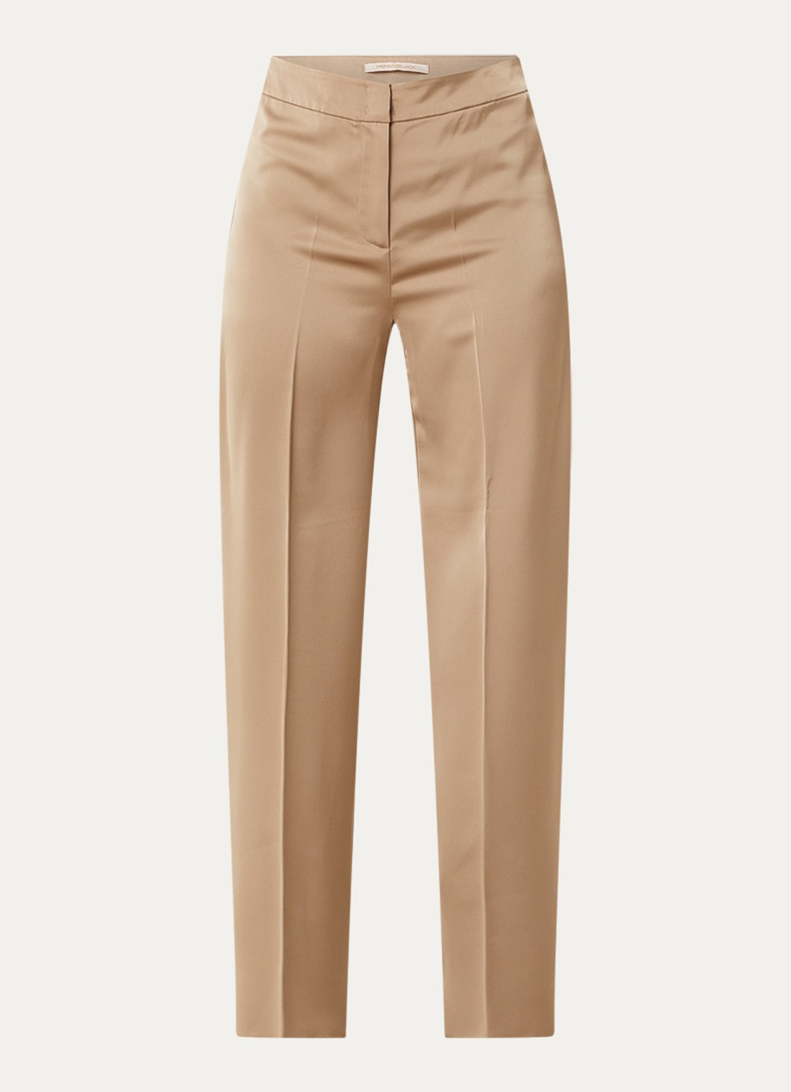 Pennyblack Mid waist wide fit pantalon van satijn - voorkant 3 camel