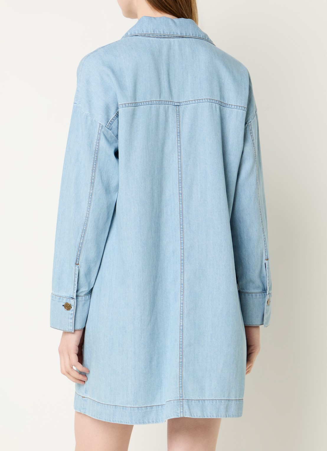 Pennyblack Midi jurk van denim - achterkant 4 lichtblauw