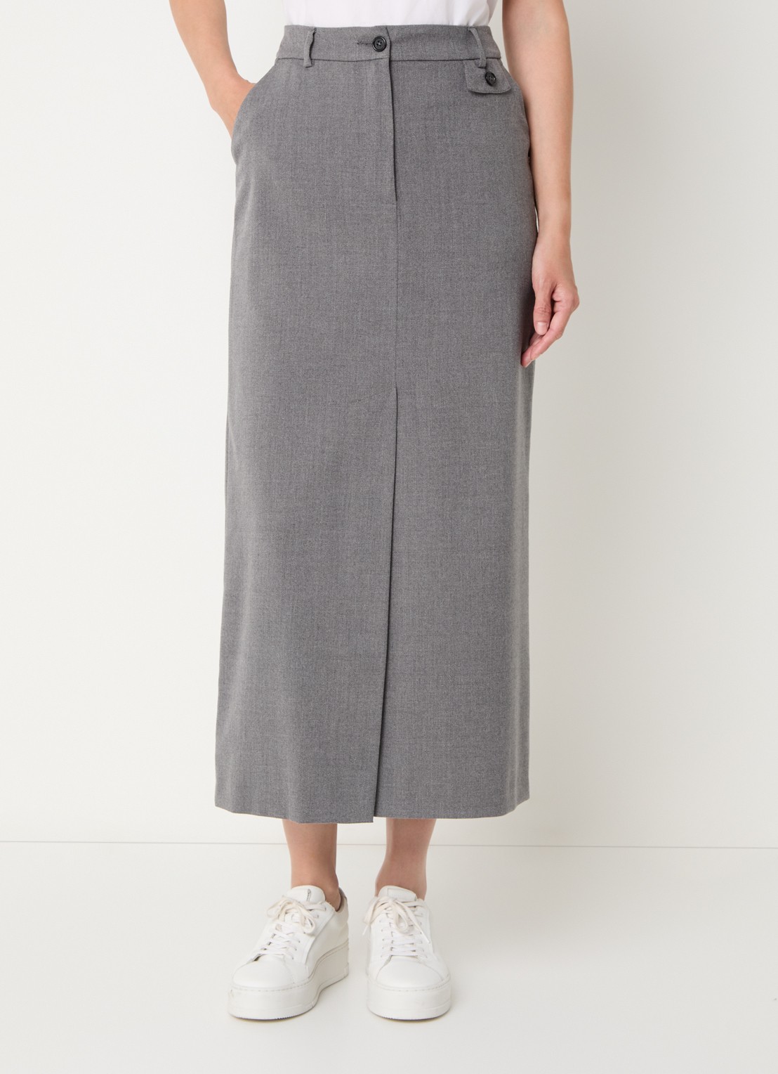 Pennyblack Midi korerrok met split - detail 4 grijsmele