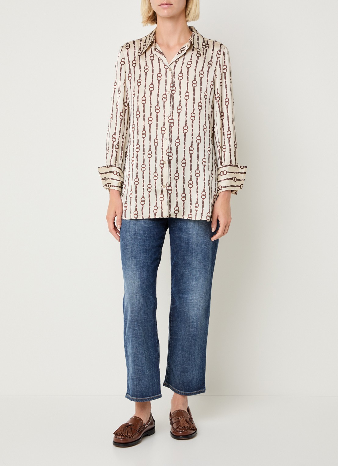 Pennyblack Partout blouse met print - voorkant 4 gebroken wit