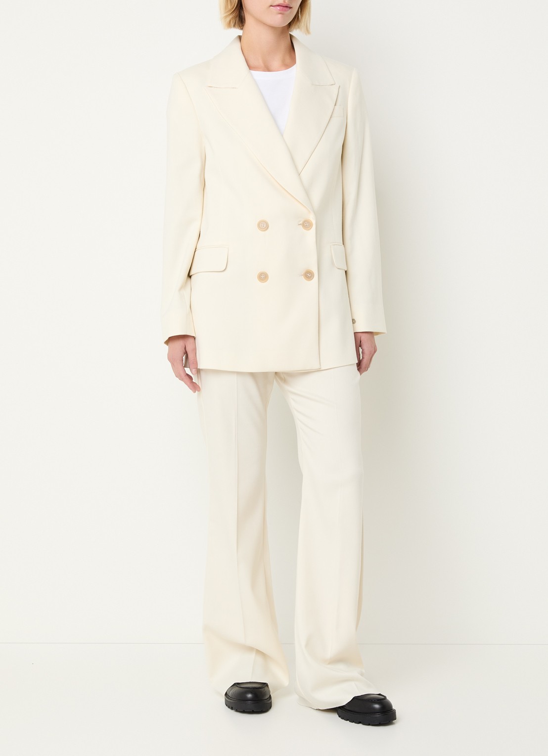 Pennyblack Raduno double-breasted blazer met klepzakken - voorkant 3 gebroken wit
