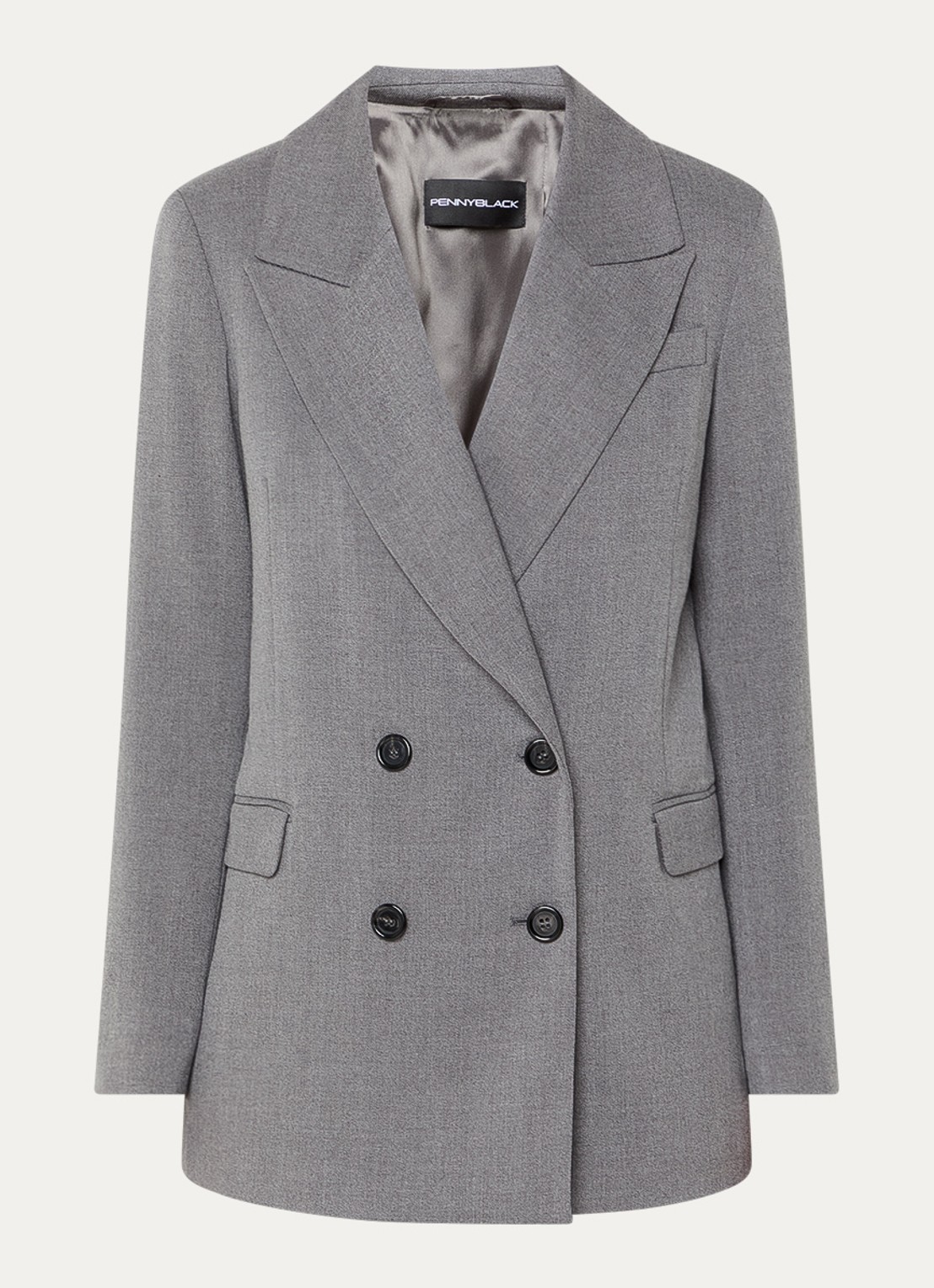 Pennyblack Raduno double-breasted blazer met klepzakken - voorkant 3 middengrijs