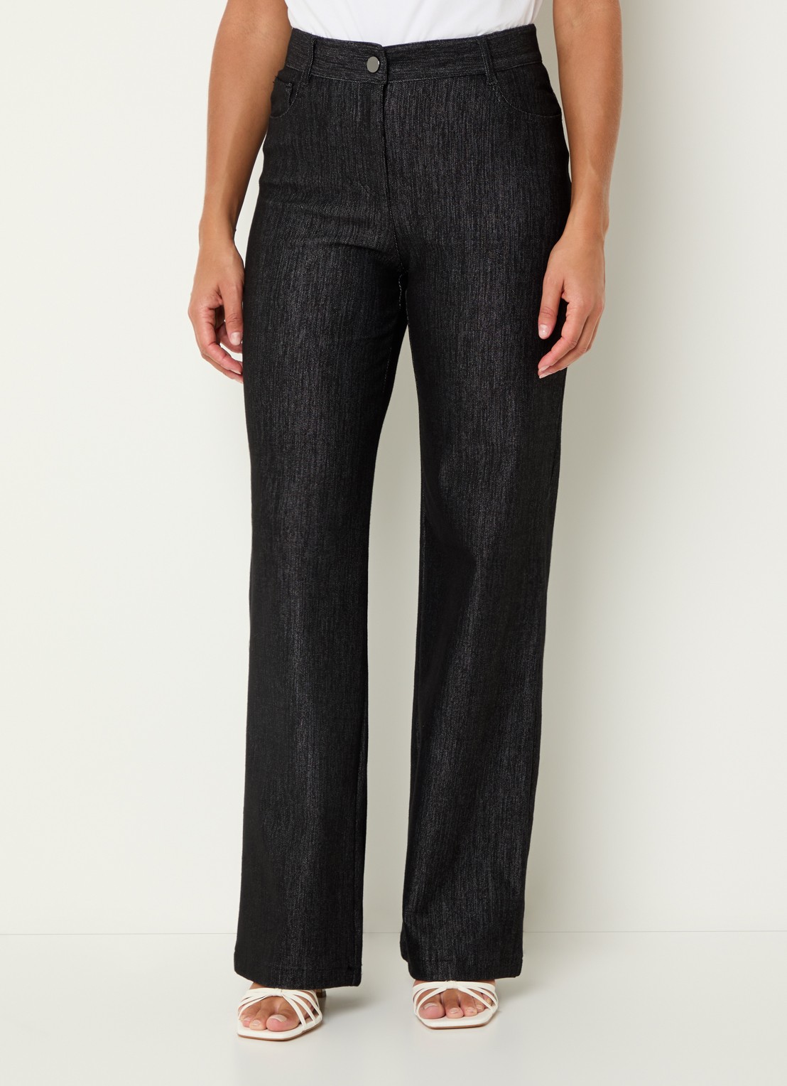 Pennyblack Ragtime high waist wide leg jeans met stretch - detail 4 zwart