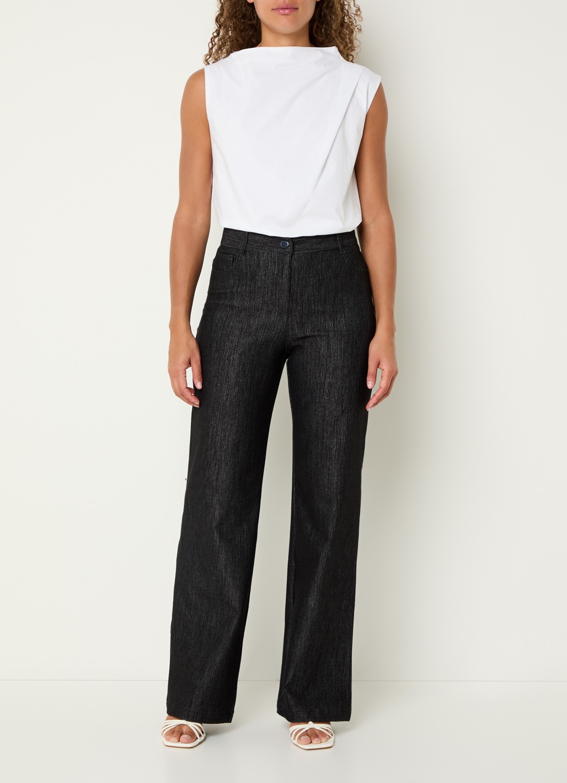 Pennyblack Ragtime high waist wide leg jeans met stretch - voorkant 2 zwart