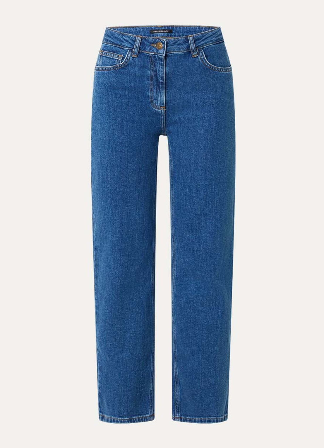 Pennyblack Regular high waist cropped slim fit jeans met medium wassing - voorkant 3 indigo