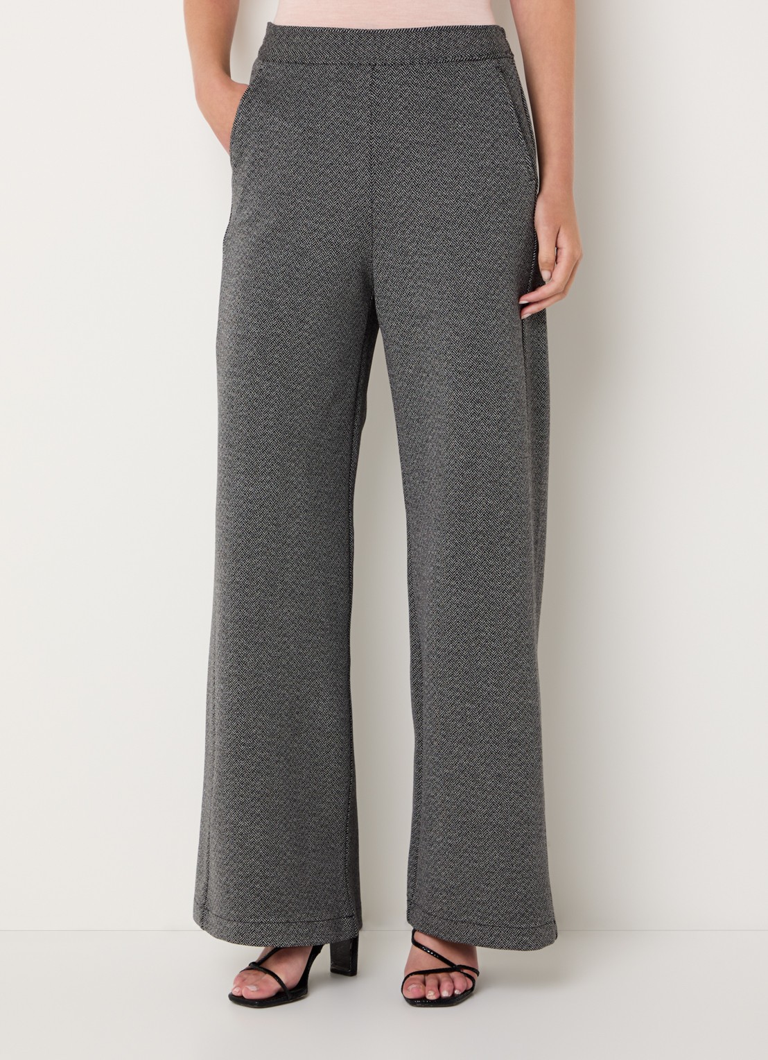 Pennyblack Ristoro high waist wide fit pantalon met visgraatdessin - detail 2 zwart