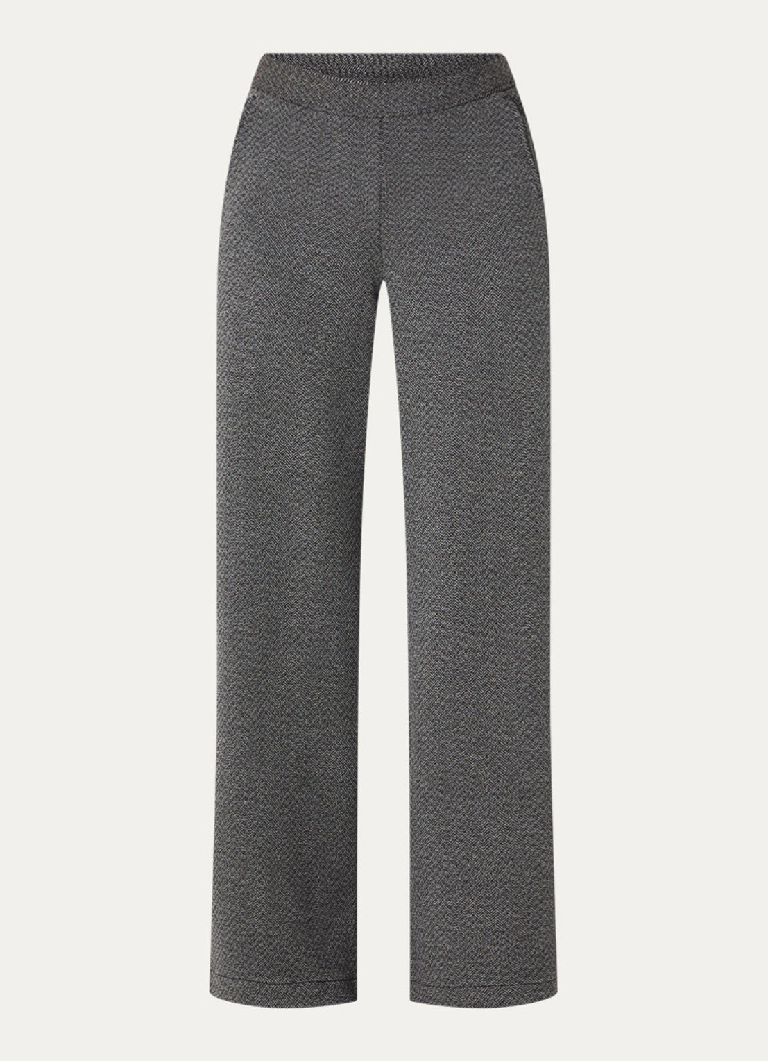Pennyblack Ristoro high waist wide fit pantalon met visgraatdessin - voorkant 3 zwart