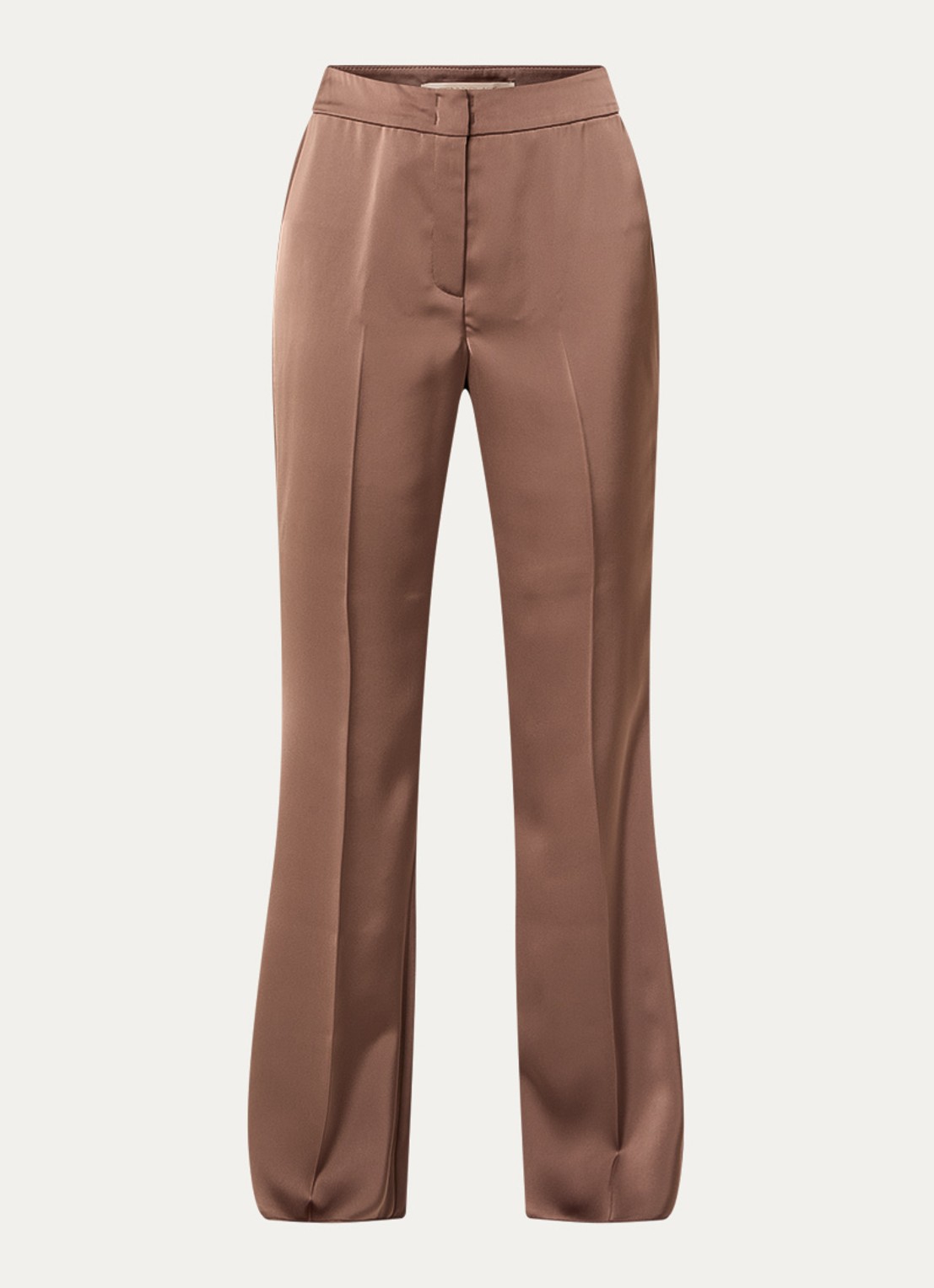 Pennyblack Rodano high waist straight fit pantalon van satijn - voorkant 2 bruin