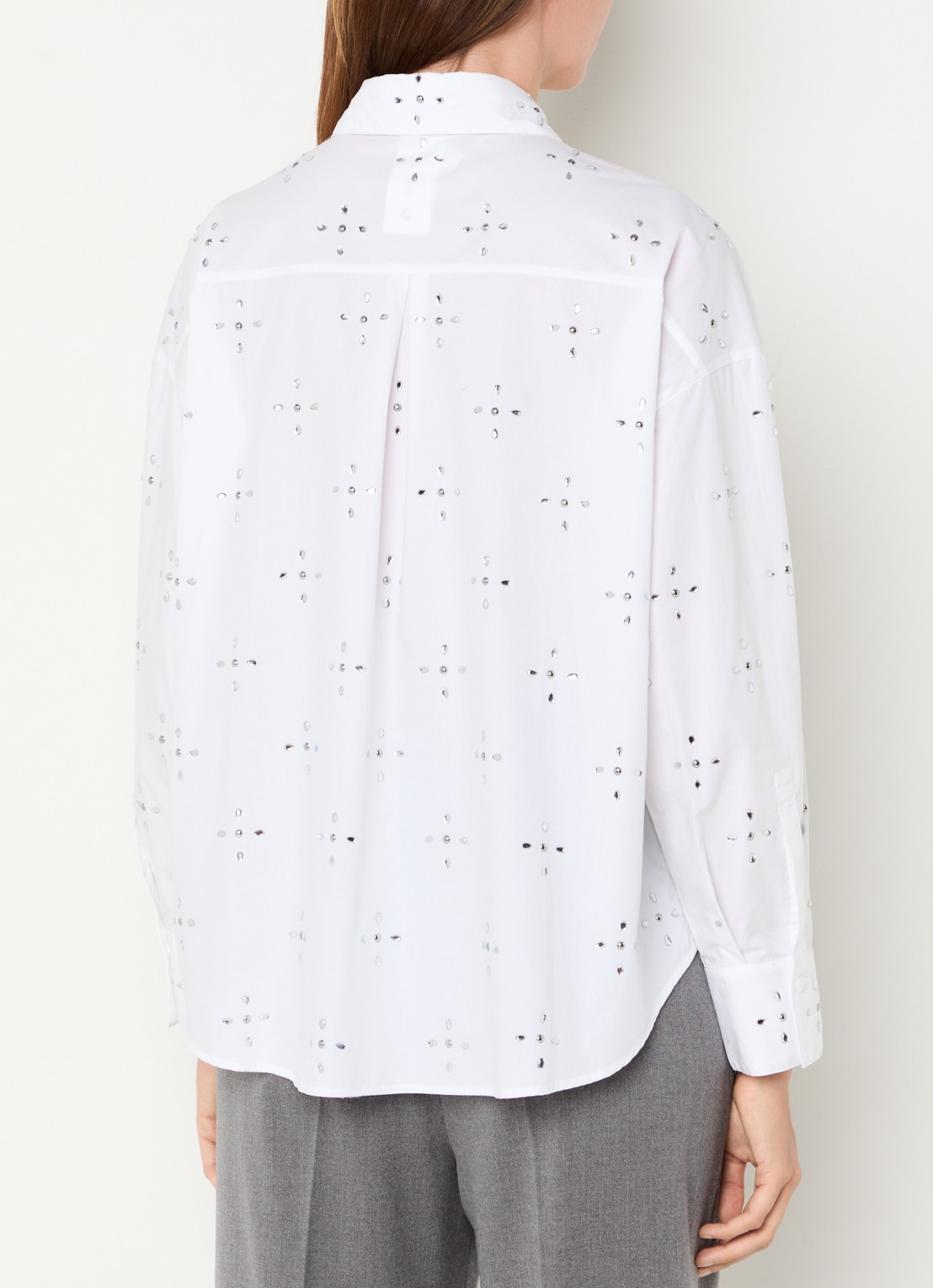 Pennyblack Secolo blouse met ruitdessin en strass  - achterkant 4 wit