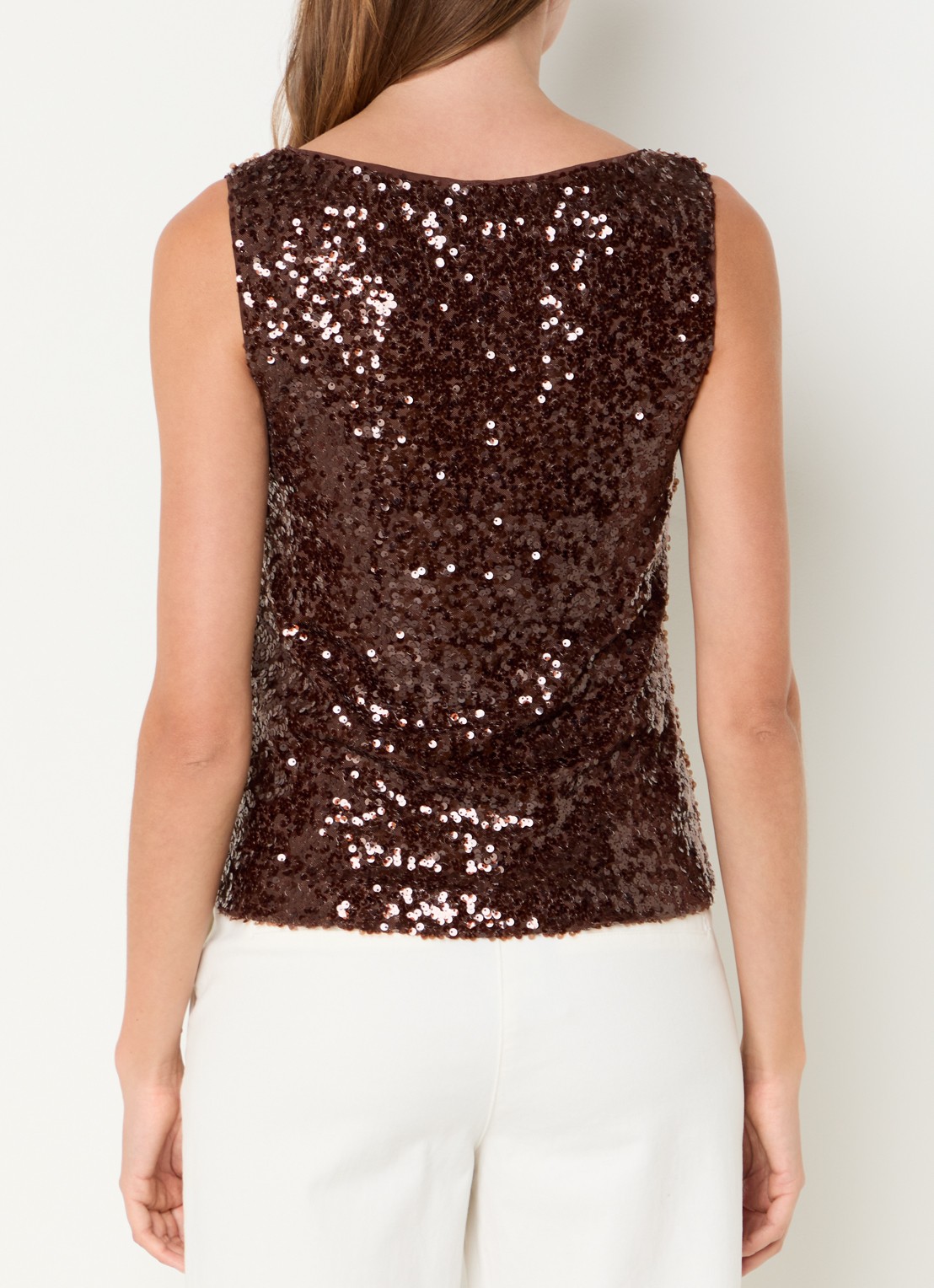 Pennyblack Semisse mouwloze top met pailletten - achterkant 4 bruin