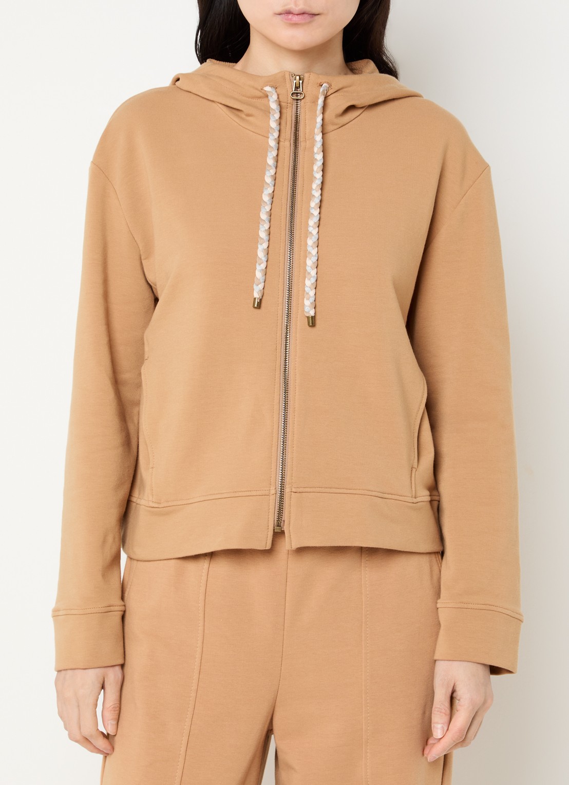 Pennyblack Sweatvest met capuchon - detail 4 camel