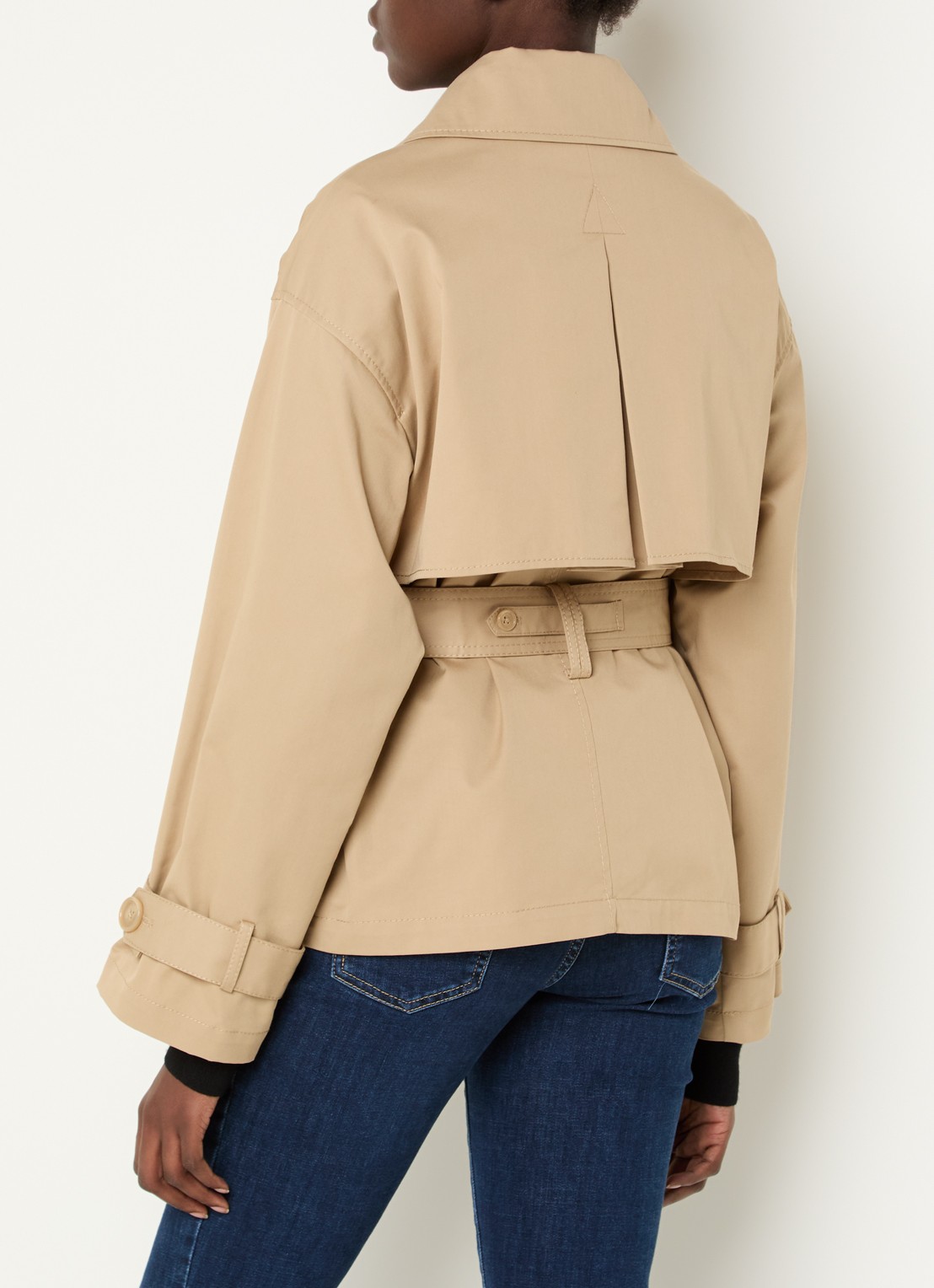 Pennyblack Talco double-breasted trenchcoat met ceintuur en steekzakken - achterkant beige