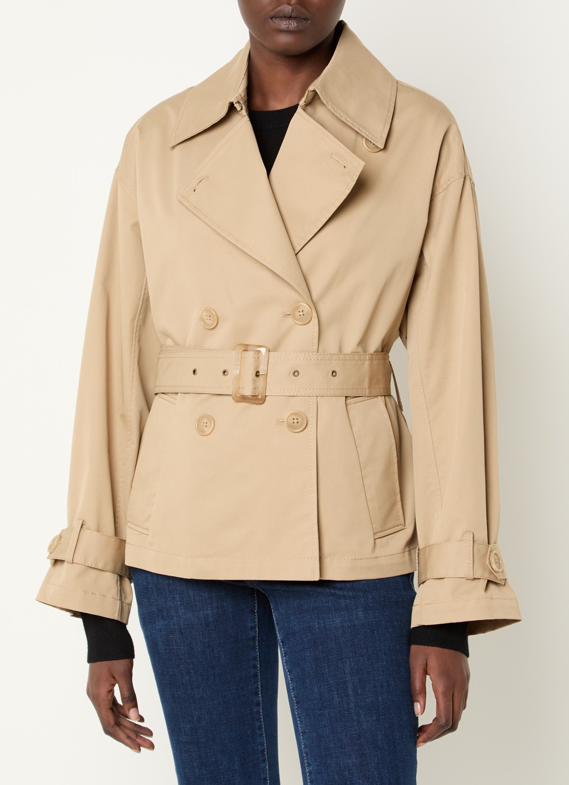 Pennyblack Talco double-breasted trenchcoat met ceintuur en steekzakken - detail 2 beige