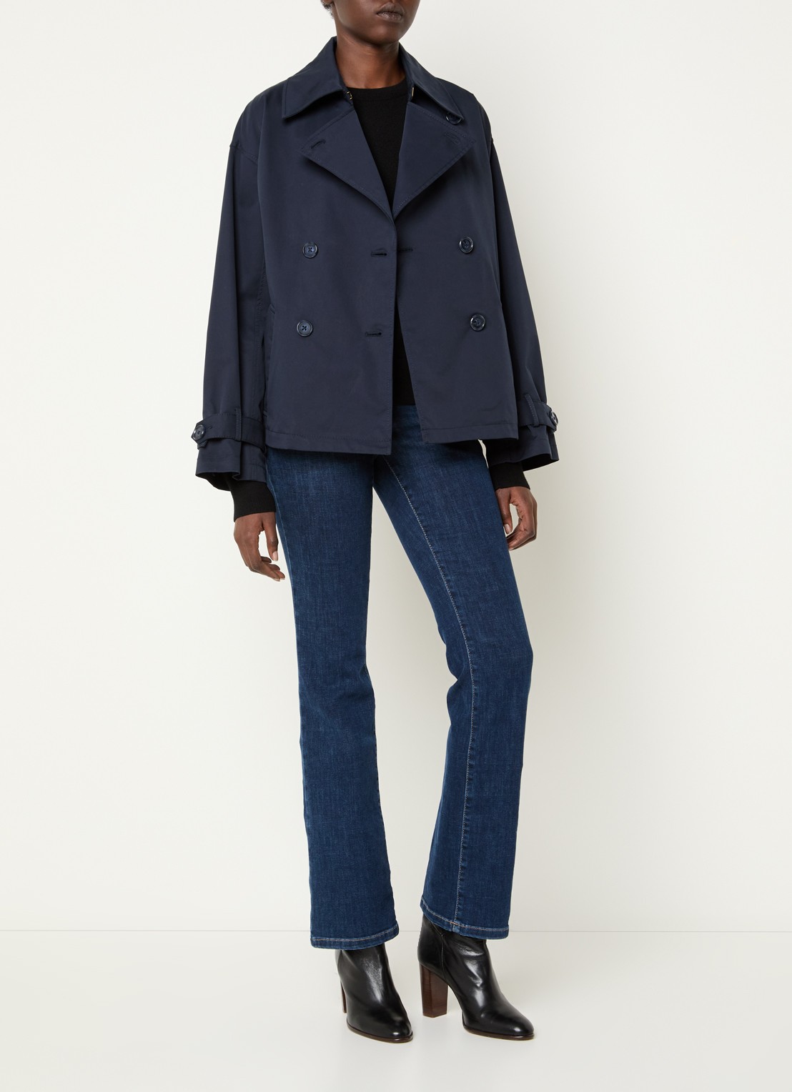 Pennyblack Talco double-breasted trenchcoat met ceintuur en steekzakken - voorkant 3 donkerblauw