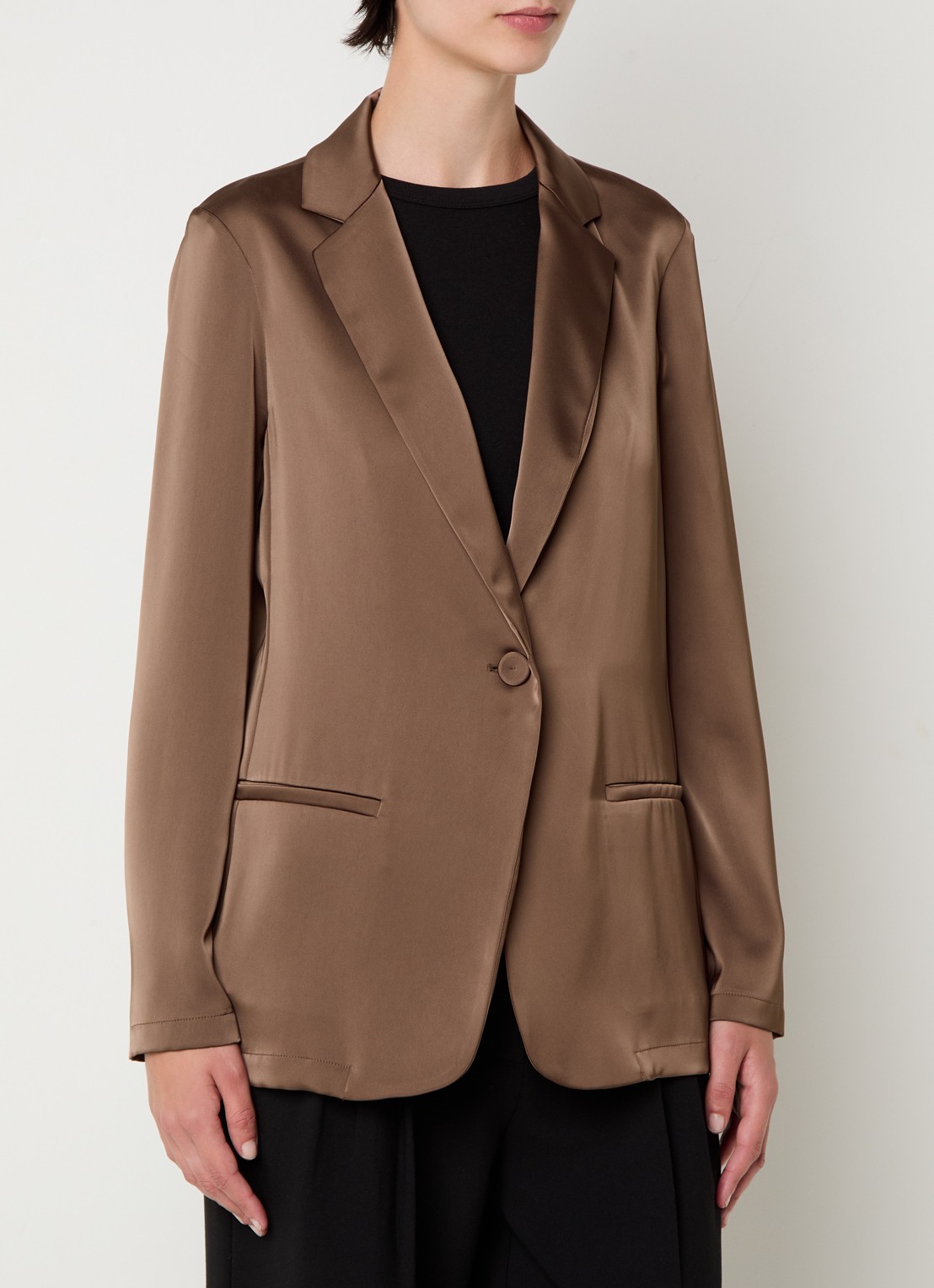 Pennyblack Tana blazer met paspelzakken - detail bruin
