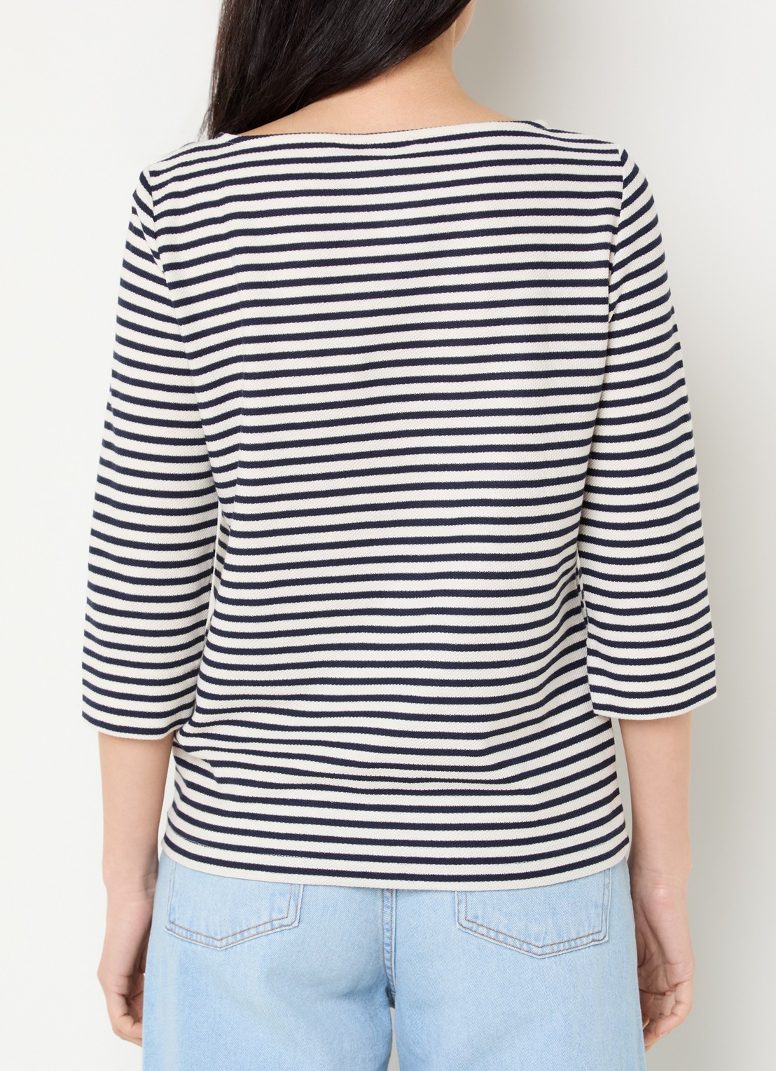 Pennyblack Top met boothals en streepprint - achterkant 2 donkerblauw