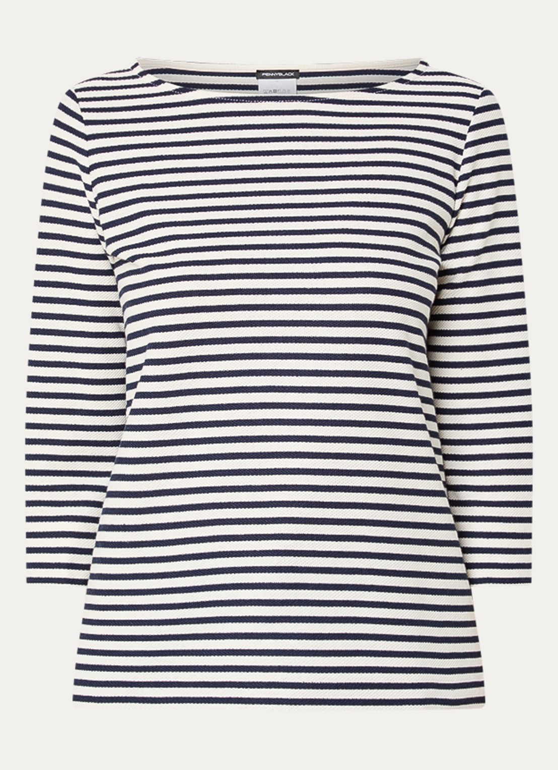 Pennyblack Top met boothals en streepprint - voorkant 3 donkerblauw