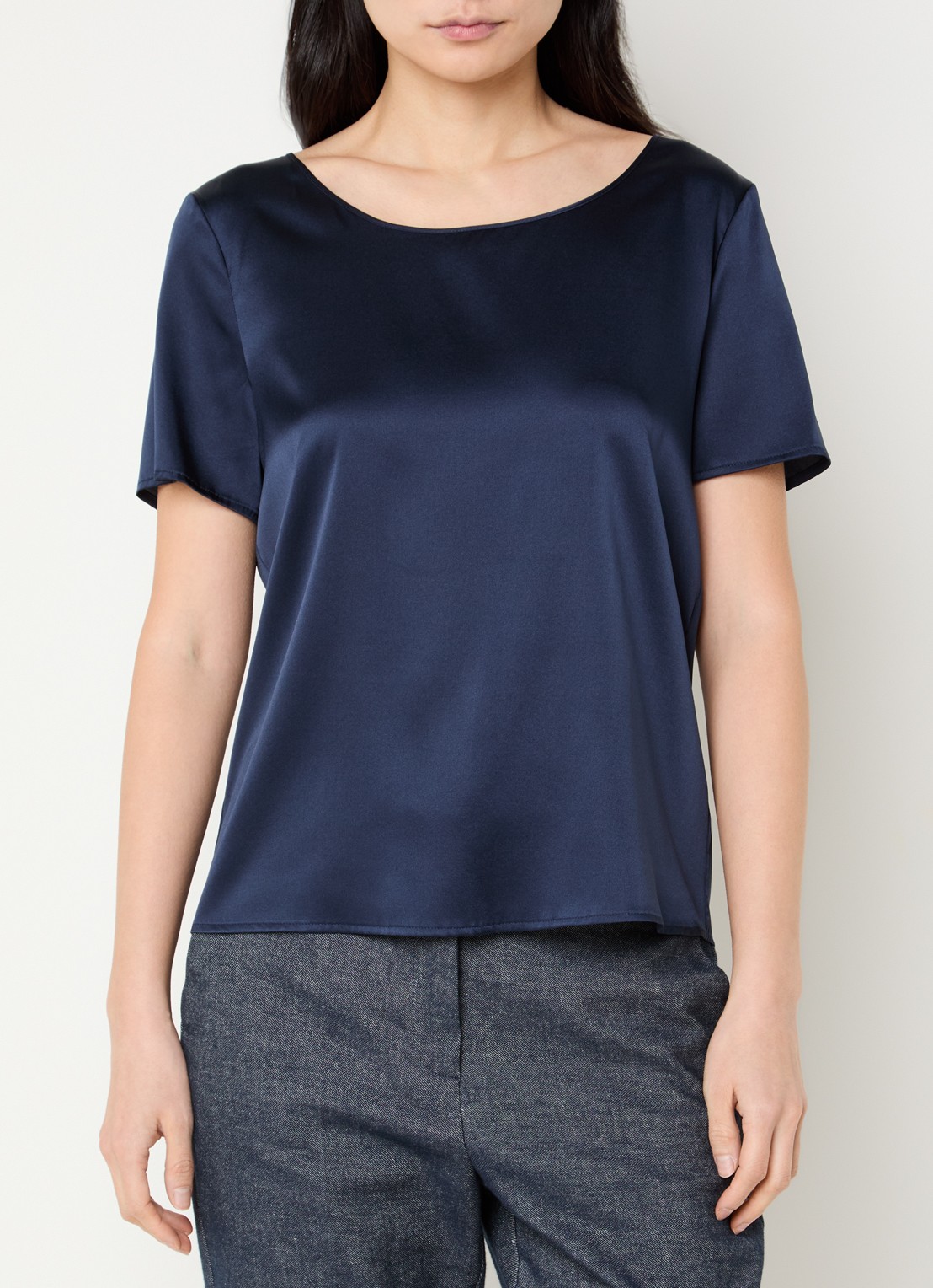 Pennyblack Top van satijn - detail donkerblauw