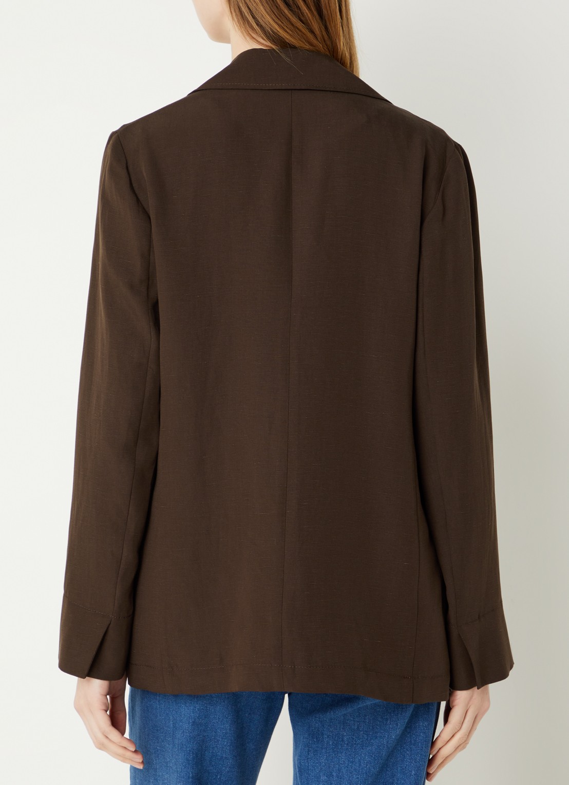 Pennyblack Umido blazer in linnenblend met steekzakken - achterkant 4 donkerbruin