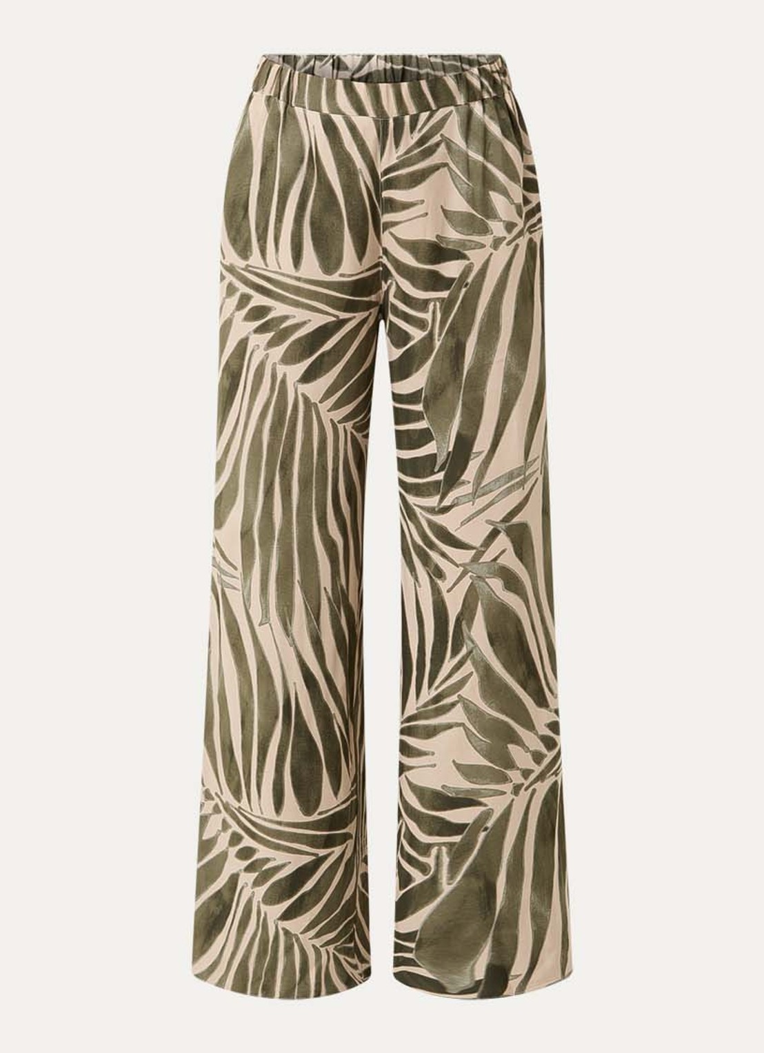 Pennyblack Utilita high waist wide fit broek van satijn met print  - voorkant 3 legergroen