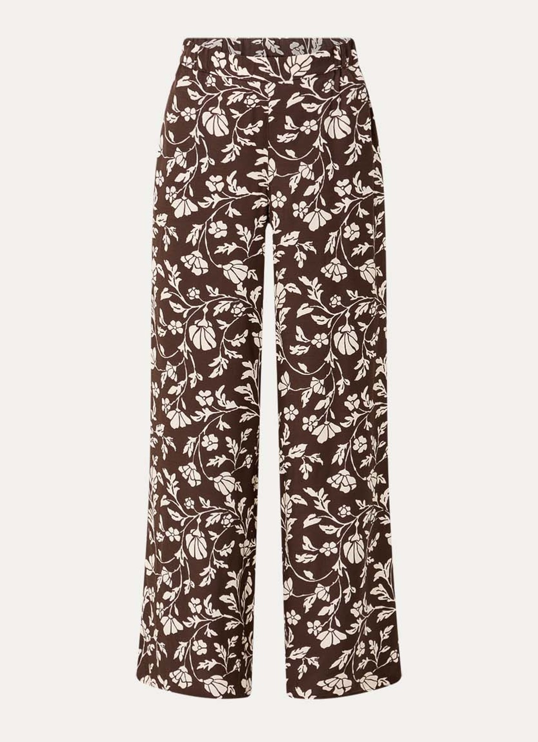 Pennyblack Utilita high waist wide fit broek van satijn met print  - voorkant bruin