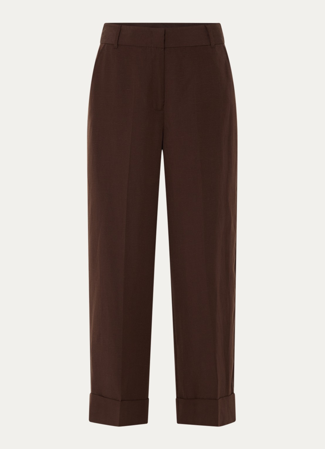 Pennyblack Zimino high waist wide fit pantalon in linnenblend - voorkant 2 donkerbruin
