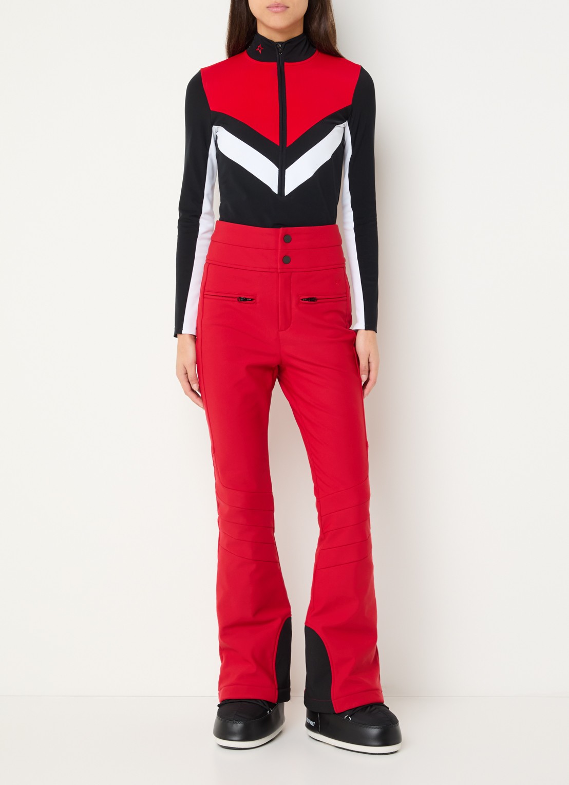 Perfect Moment Aurora high waist flared fit skibroek met ritszakken - voorkant 3 rood