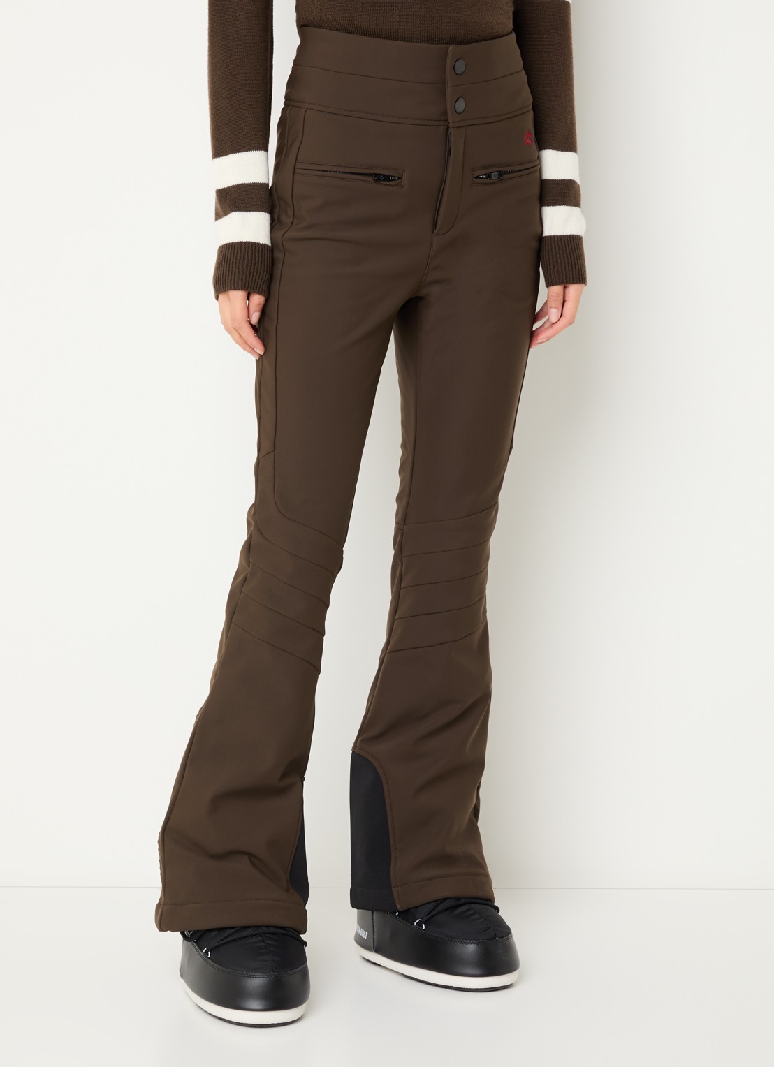 Perfect Moment Aurora high waist flared fit skibroek met ritszakken - detail 3 bruin