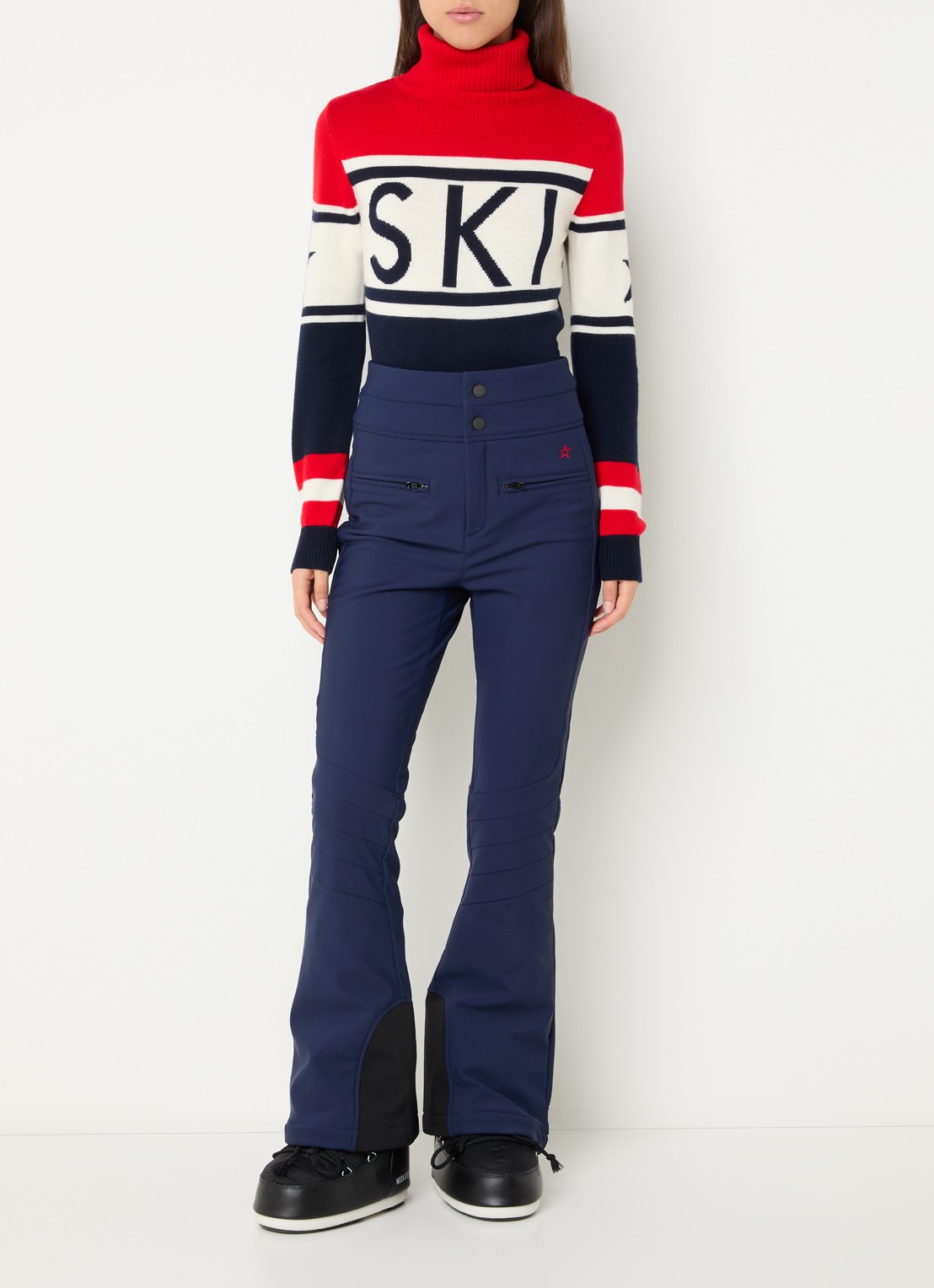 Perfect Moment Aurora high waist flared fit skibroek met ritszakken - voorkant 3 donkerblauw