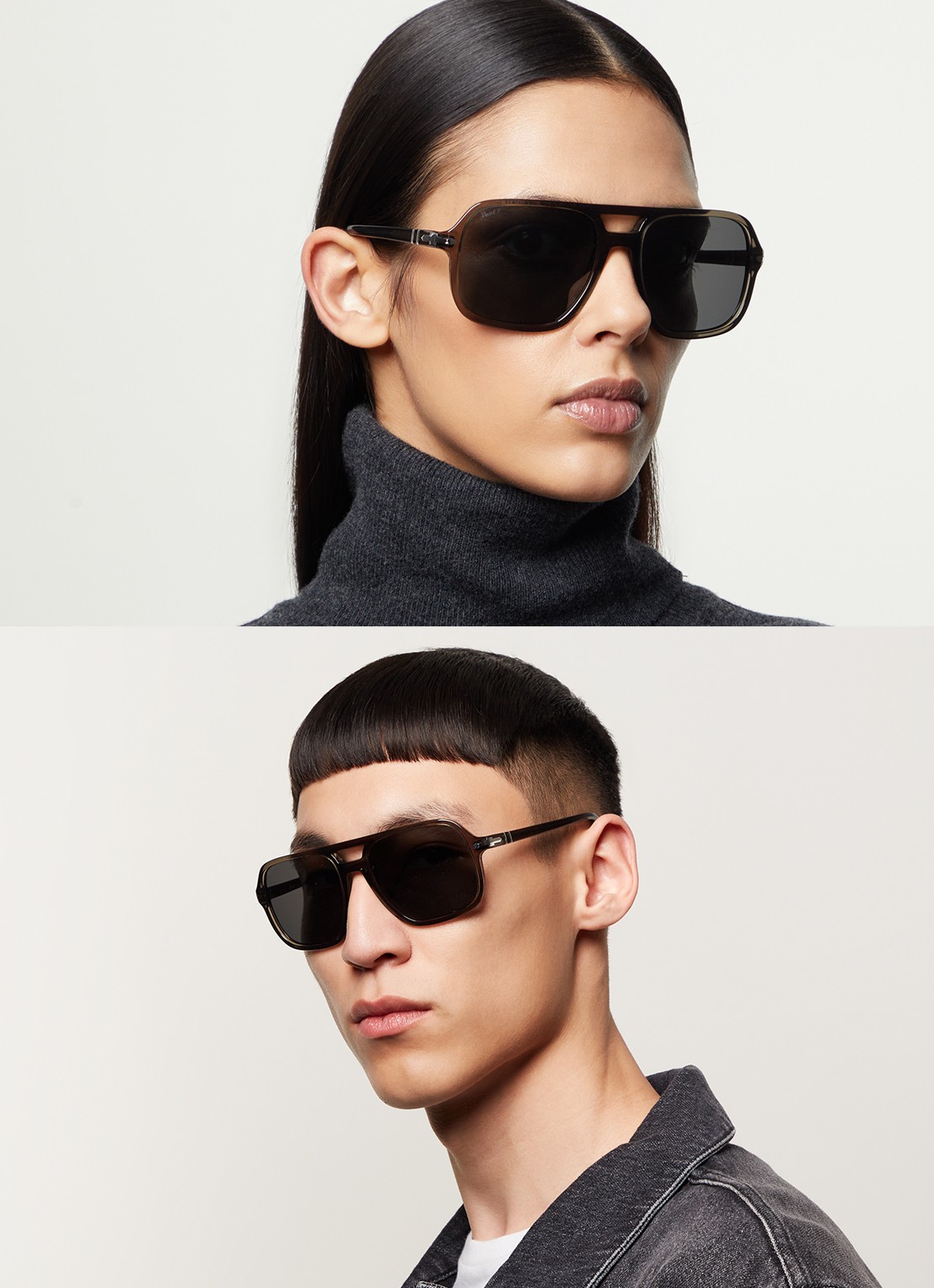 Persol Piloten zonnebril gepolariseerd PO3328S - voorkant 2 donkergrijs