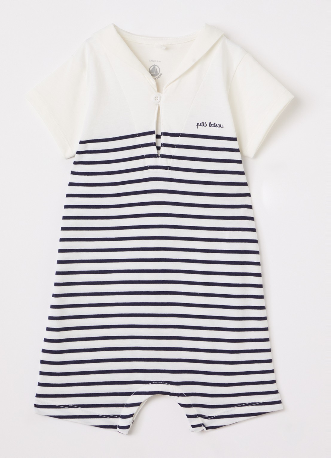 Petit Bateau Babypak met streepprint - voorkant donkerblauw