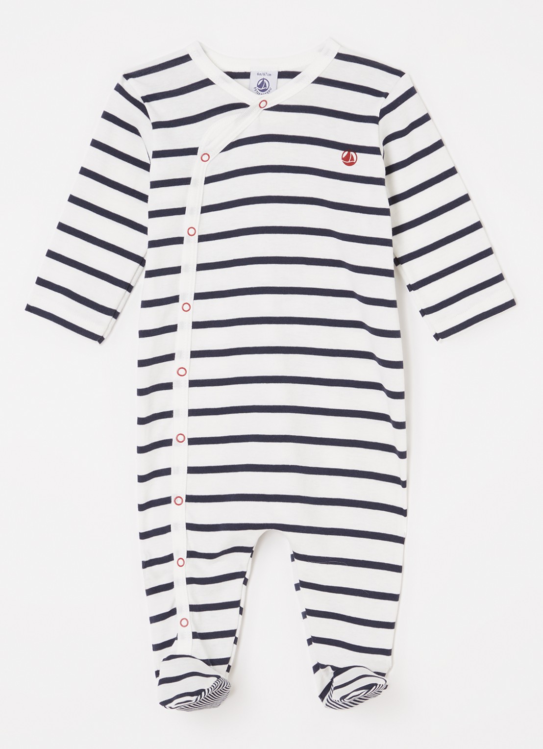 Petit Bateau Babypak met streepprint - voorkant wit