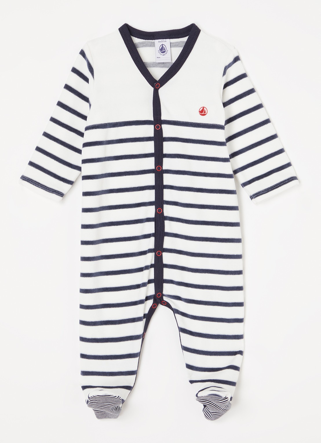 Petit Bateau Babypak met streepprint - voorkant gebroken wit