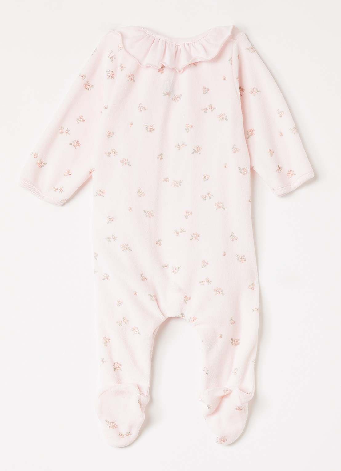 Petit Bateau Babypak van fluweel met bloemenprint - voorkant 2 roze