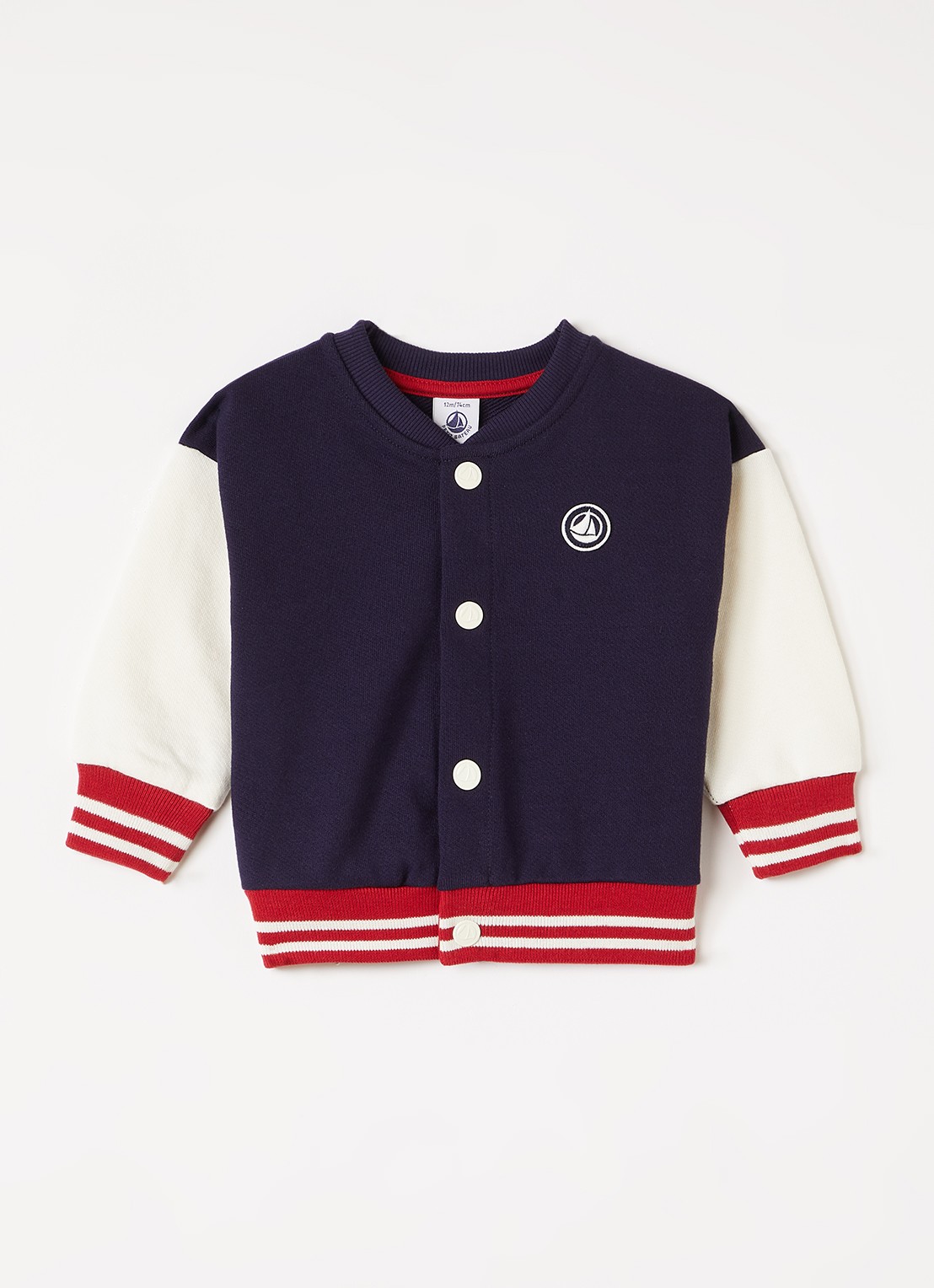 Petit Bateau Baseball jack met logo - voorkant donkerblauw