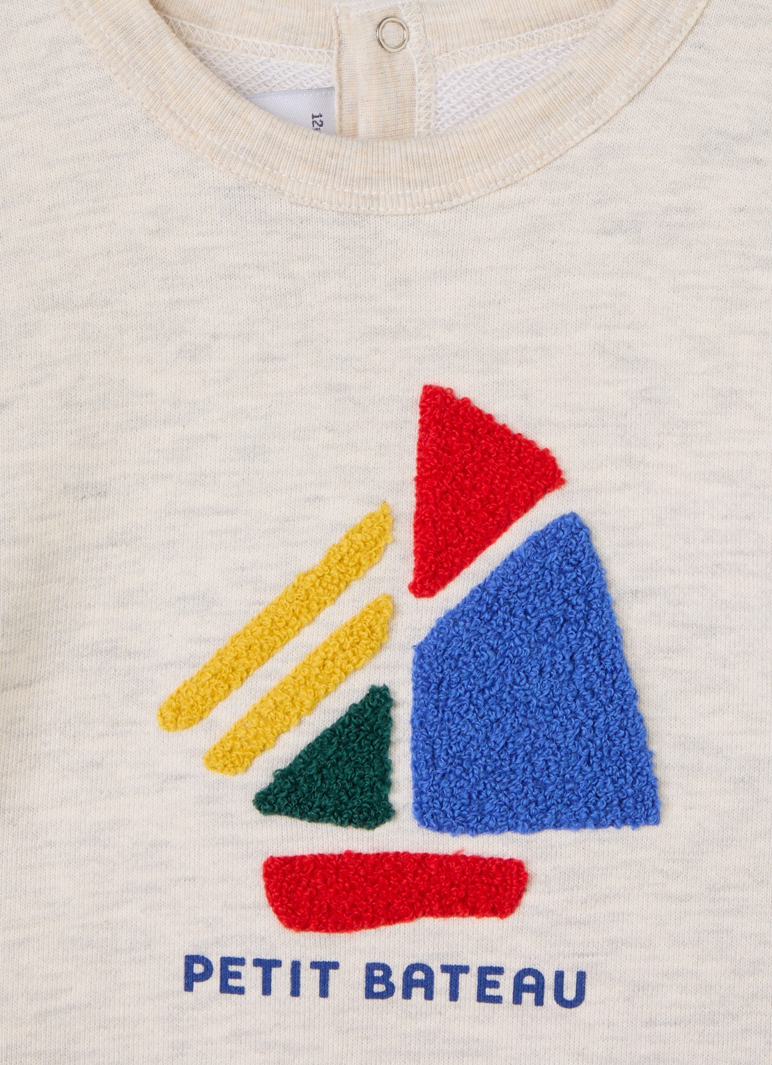 Petit Bateau Bootje sweater met print - detail beige