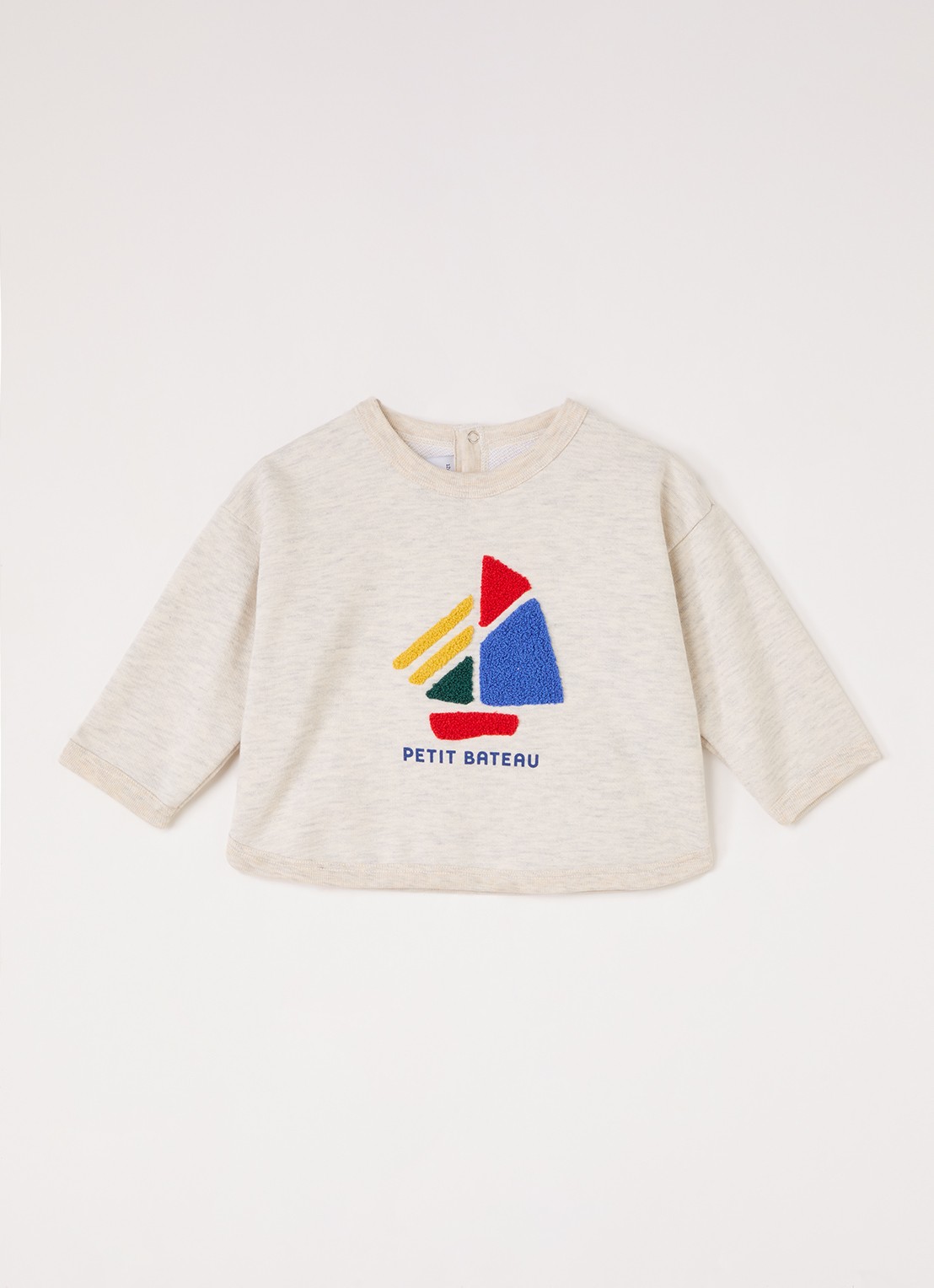 Petit Bateau Bootje sweater met print - voorkant 2 beige