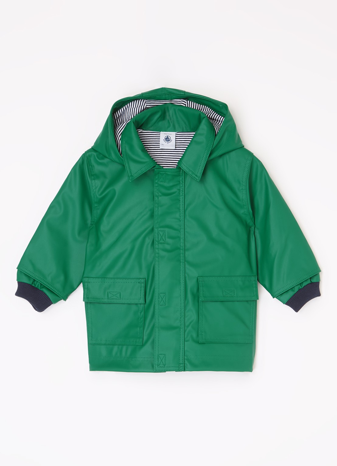 Petit Bateau Cire babyjas met capuchon - voorkant 2 groen