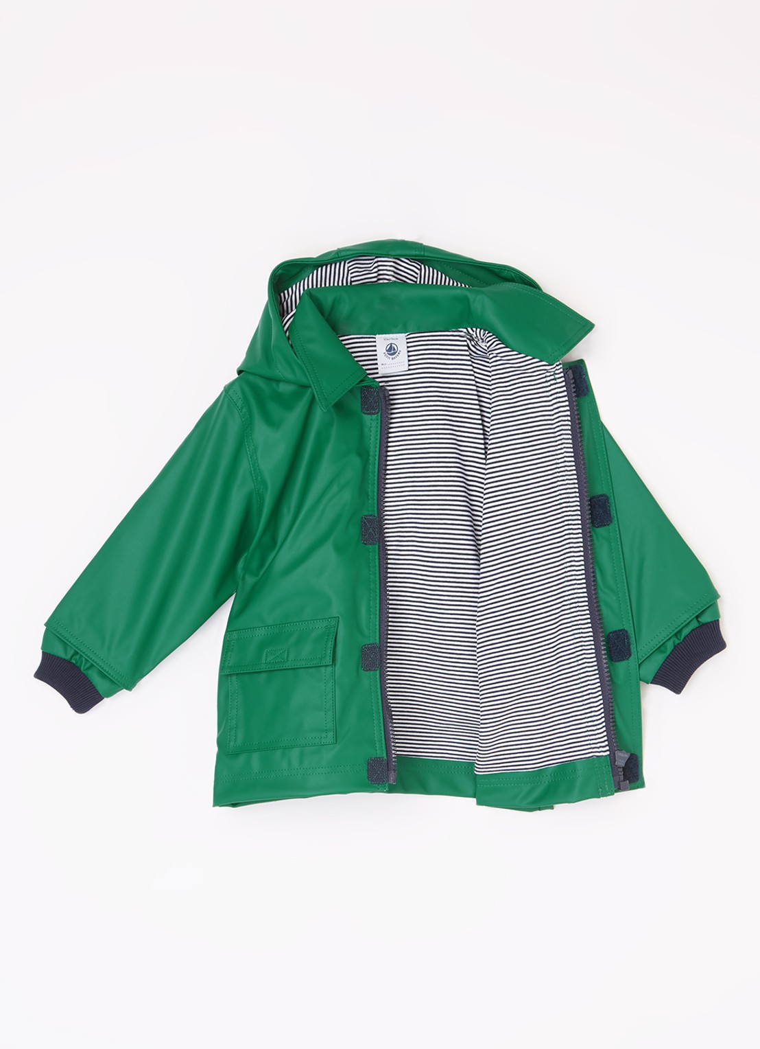 Petit Bateau Cire babyjas met capuchon - voorkant 3 groen